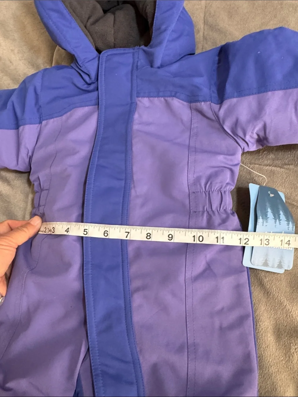 NWT Pulse kids unisex Purple and Royal Blue Kids Hooded Winter Snowsuit Sz 12 M